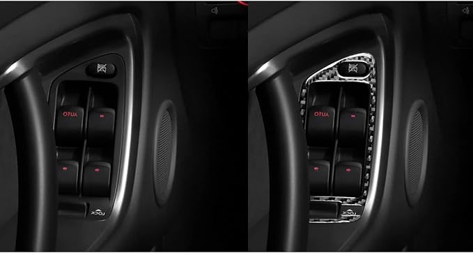 JKYUKU Real Carbon Fiber for Subaru Accessories Door Glass Lifting Control | for Legacy/Outback 2005-2009, Black Door Glass Lifting Control Window Power Switch Buttons Sticker, Premium Sporty Look