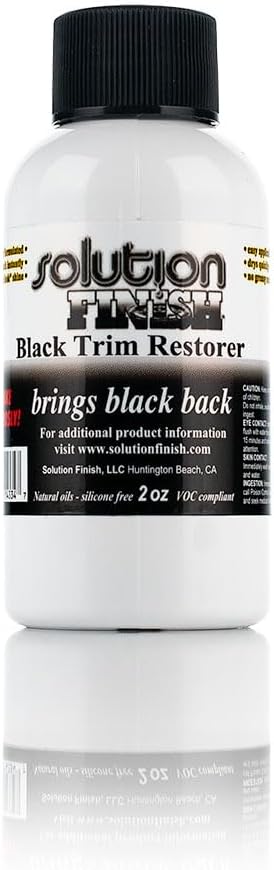 Solution Finish - Black Plastic & Vinyl Trim Restorer - Use for Car and Truck Detailing, No Wet Look, Instantly Revives Color to Trim, Bumpers, Mud Flaps, Etc., Black (2 oz)