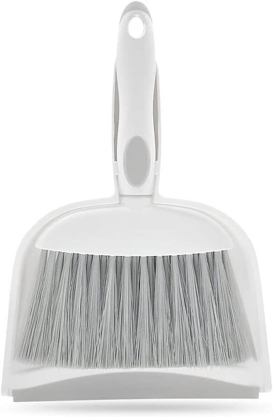 Dust pan, Small Broom and Dustpan Set, Mini Dustpan and Brush Set, Small Hand Broom with Dust Pan for Desk Table Cat Litter - Compact Hand Broom for Kitchen Counter Crumbs, RV Living Essentials (Gray)