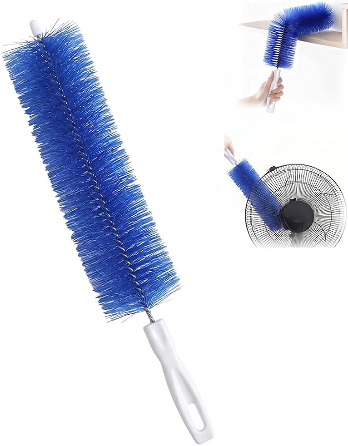 Fan Cleaning Brush, Bendable Microfiber Head, Microfiber Duster for Electric Fan and Blind, Reusable Dust Remover Washable ldeal for Electric Fans Air Conditioning, Home Car Vents, Curtain (Blue 1PC)