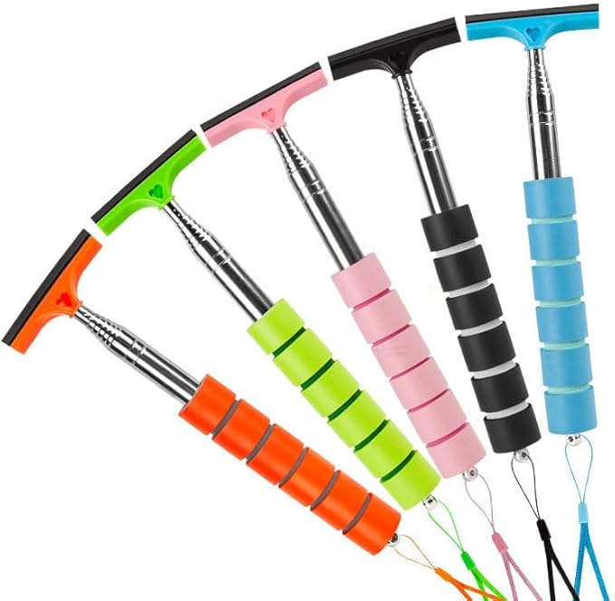 5 PCS Side Mirror Squeegee, Retractable Car Rearview Mirror Wiper | Car Mirror Squeegee, Portable Car Cleaning Tool for Rainy Foggy Weather (Black/Pink/Green/Orange/Blue)
