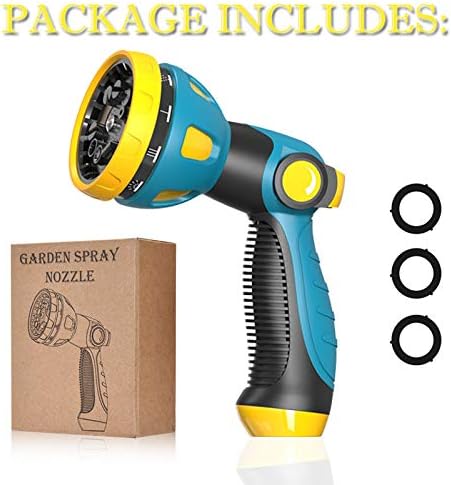 Garden Hose Nozzle - 10 Adjustable Patterns Metal High Pressure Hose Nozzle, Garden Hose Spray Nozzle with Thumb Control Design, Hose Sprayer for Garden & Lawns Watering, Cleaning, Pets & Car Washing
