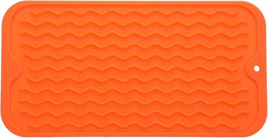 MicoYang Silicone Dish Drying Mat for Multiple Usage,Easy clean,Eco-friendly,Heat-resistant Silicone Mat for Kitchen Counter or Sink,Refrigerator or Drawer Liner Orange S 12 inches x 6 inches