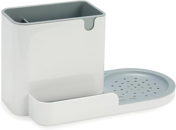 Amazon Basics Kitchen Sink Caddy Organizer for Sponge and Brush Storage, Large, White