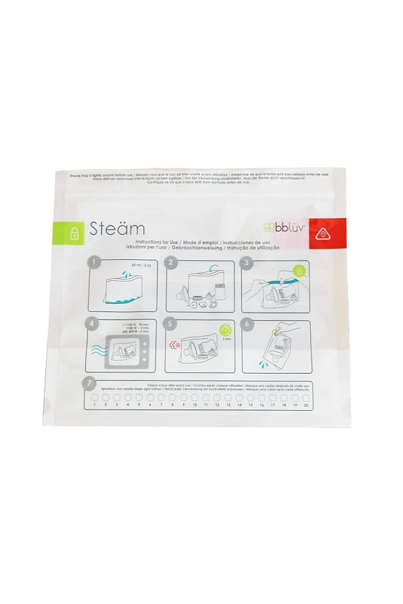 bblüv – Steäm - Microwave Baby Bottle Cleaner by Steam, 120 Uses Per Pack, Reusable, BPA-Free, Baby Bottle Cleaner, Quick and Easy
