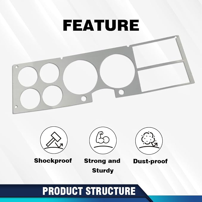 PIT66 Silver Dashboard Dash Bezel Insert Compatible with Chevy/GMC Truck Blazer Suburban Jimmy 1981-1987