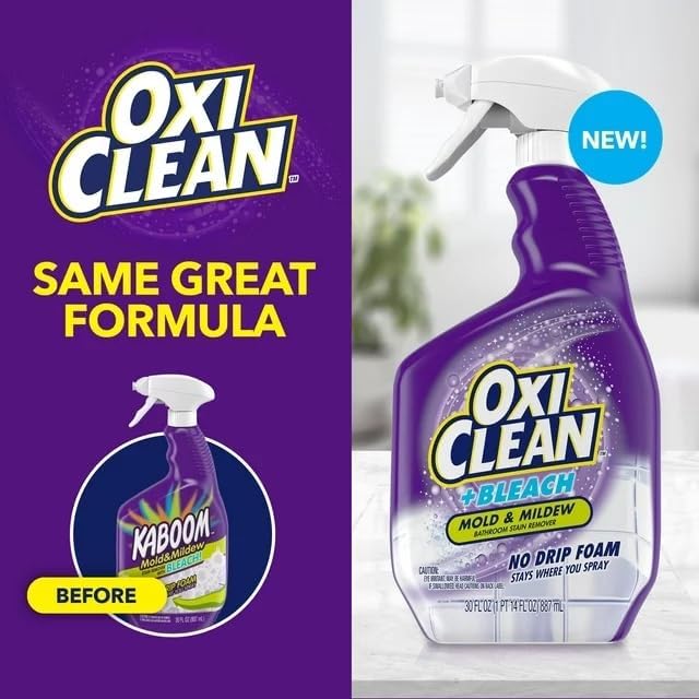 OxiClean plus Bleach, No Drip Foam, Mold & Mildew Bathroom Stain Remover 30 oz. Pack of 3