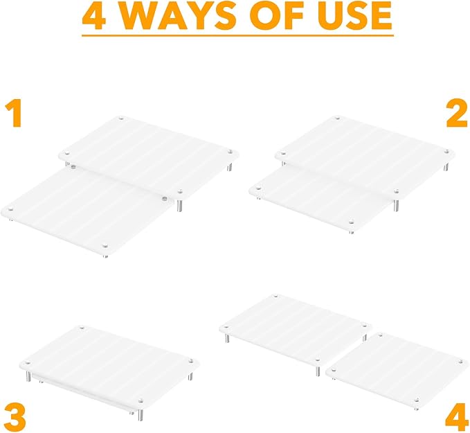 SpaceAid 2 Pack Stone Dish Drying Mats for Kitchen Counter, Expandable Absorbent Rack Dish Pad, Quick Dry Diatomaceous Earth Dishes Mat Tray, Absorbing Sink Stone Mat Board (White)
