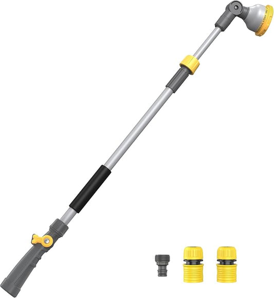 VOXON Garden Hose Watering Wand 29-43 Inch Adjustable Spray Wand | 10 Spray Patterns, 180° Swivel Head, Thumb Flow Control for Hanging Baskets, High Shrubs, Patio and Garden Plants