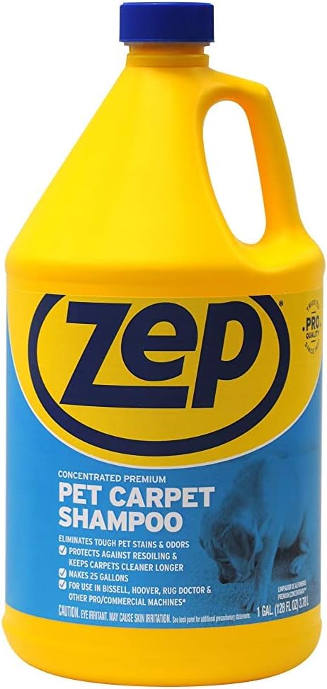 Zep Premium Pet Carpet Shampoo - 1 Gallon (Case of 2) ZUPPC128 - Concentrated Pro Formula Removes Tough Pet Stains and Odors | Concentrated Low-Foam Pet Carpet Shampoo, 1 Gal Bottles, Removes Pet Stains and Odors, Makes Up to 25 Gal