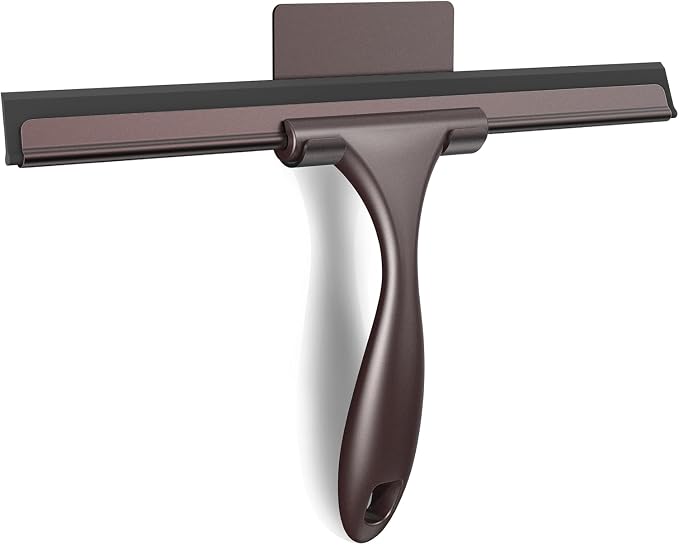 SetSail Shower Squeegee for Glass Doors, 12 Inches, Bronze | All-Purpose Squeegee for Shower Glass Door Stainless Steel Window Squeegee with Hook for Car Windshield