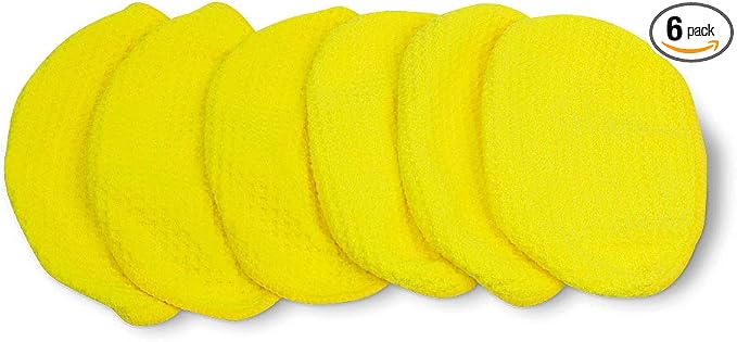 Invisible Glass 95182 Wet-Dry Pro Mini Replacement Quick Change Waffle Weave Microfiber Bonnets for Glass Cleaning, Mini, Pack of 6, Yellow