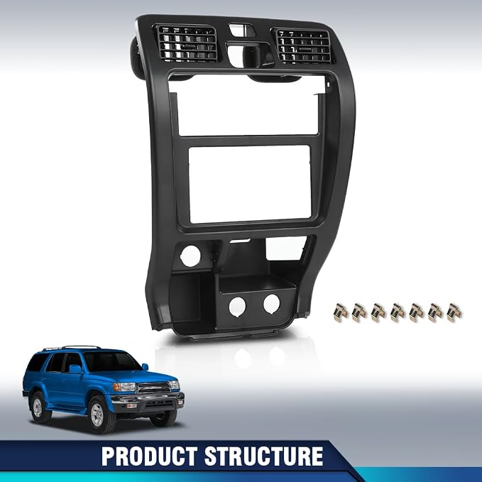 PIT66 Center Dash Radio Bezel Trim Fit Toyota 4Runner 1999-2002 | Center Dashboard Climate Control Cover Fit Toyota 4Runner 1999-2002, Instrument Panel Trim Replacement, Black Finish