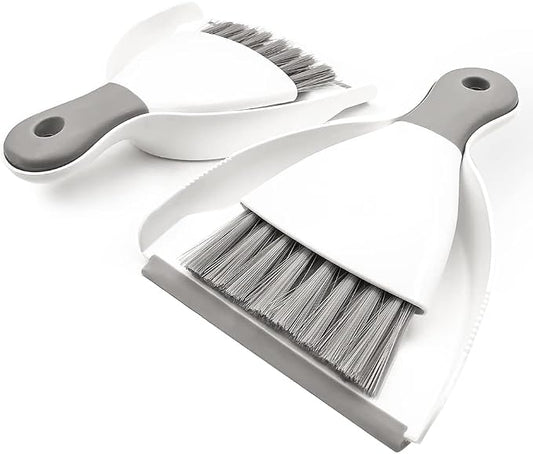Small Hand Dust Pan and Brush - Small Broom and Dustpan Set, Mini Broom and Dustpan, Compact Dustpans and Brush for Home Cleaning, Sofa, Desk, Guinea Pig Cage, Cat Litter, etc. (Gray 2 Set)