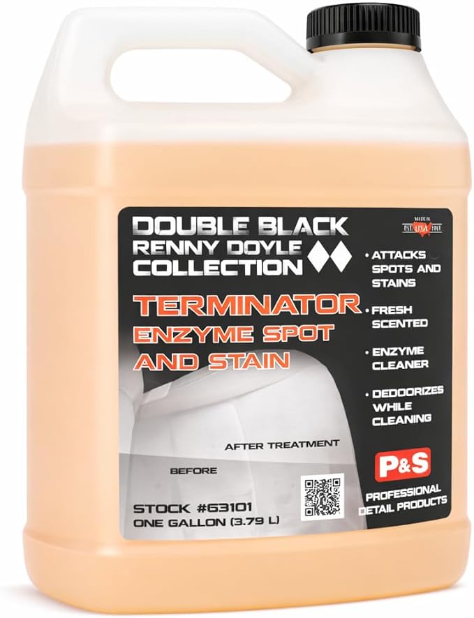 P & S PROFESSIONAL DETAIL PRODUCTS Terminator Enzyme Spot & Stain Remover – Professional Upholstery & Carpet Cleaner, Eliminates Grease, Dirt, Protein-Based Stains, Fresh Scent - 1 Gallon