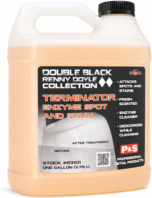 P & S PROFESSIONAL DETAIL PRODUCTS Terminator Enzyme Spot & Stain Remover – Professional Upholstery & Carpet Cleaner, Eliminates Grease, Dirt, Protein-Based Stains, Fresh Scent - 1 Gallon