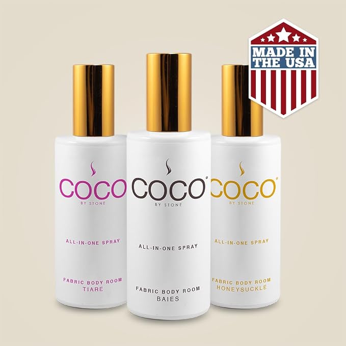 COCO by Stone 5oz All-in-One Spray (White Tea) Shake & Spray Formula for Fabric, Pillows, Interiors, Clothing, Home Fragrance Accessories, Room Perfume, Room Deodorizer, Vegan & Cruelty-Free | Shake-and-spray formula for fabrics, pillows, clothing and ...