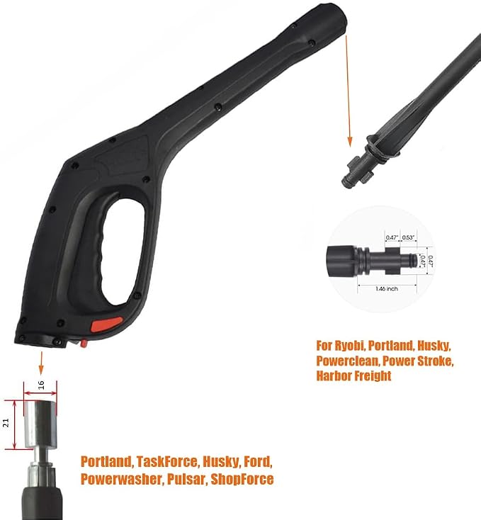 High Pressure Washer Gun, High Pressure Power Washer Spray Gun Compatible with Portland Husky Black Decker Ford Pulsar Shopforce Taskforce Powerwasher Taskmaster Electric Pressure Washers, 2000 PSI