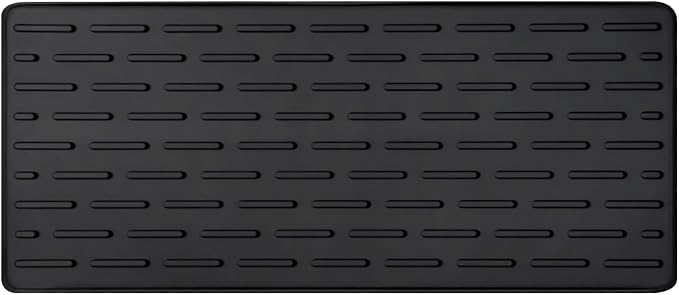 Silicone Coffee Mat, 16"X7" Heat-Resistant,Eco-friendly,Hygienic Drying Pad,Leak-Proof and Non-Slip,Removable Silicone Mat with Concave and Convex Design,（Black 16X7）