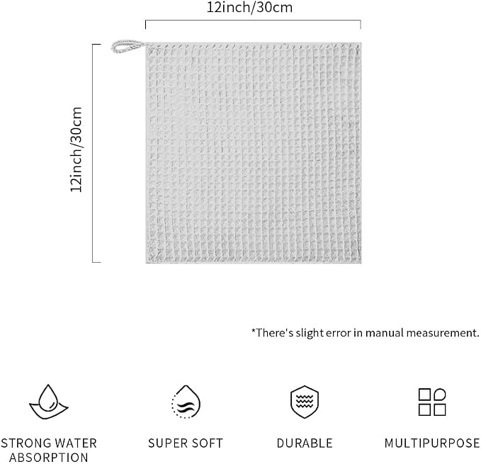 watchget Barista Micro Cloth 10 Pack, Microfiber Barista Cleaning Towels Microfiber Waffle Weave Kitchen Dish Cloth Coffee Bar Towel Coffee Machine Cleaning Cloth, Light Grey(12"x12")