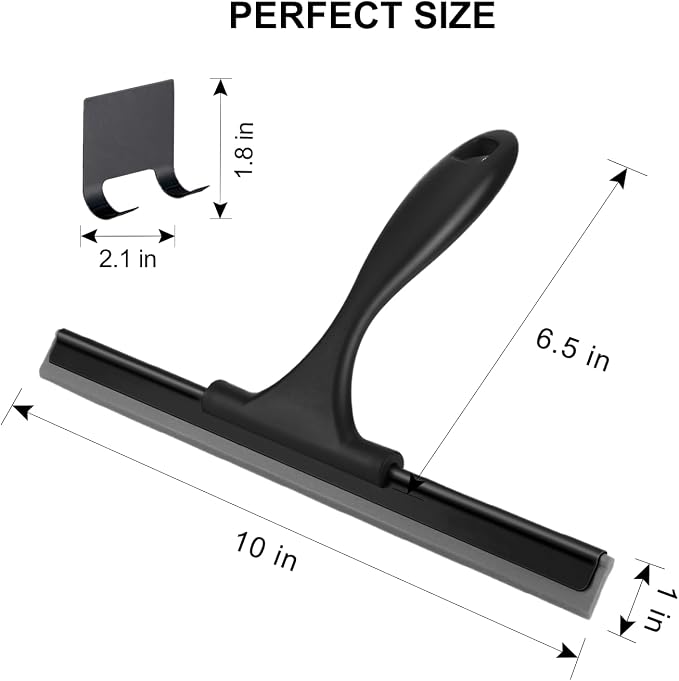 SetSail Squeegee for Shower Glass Door, 10 Inches, Black | Stainless Steel Shower Squeegee for Glass Doors, All-Purpose Window Squeegee for Shower Mirror Bathroom Car Window Cleaning