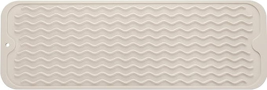 MicoYang Silicone Dish Drying Mat for Multiple Usage,Easy clean,Eco-friendly,Heat-resistant Silicone Mat for Kitchen Counter,Sink,Bar,Bottle,or Cup Tapioca M 17 inches x 6 inches