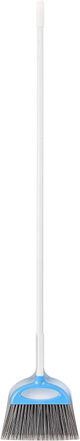 Amazon Basics Dustpan Broom Set with Easy Assembly and Long Handle, Blue and White (Pack of 8)
