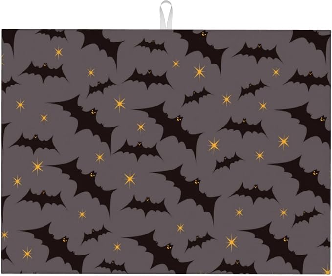 Star Bats Witchy Dish Drying Mat For Kitchen Counter, Super Absorbent Microfiber Dish Drying Pad, Kitchen Gadgets For Easy Clean Multi-Use Large 18"x24"