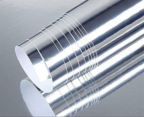DIYAH Gloss Chrome Mirror Vinyl Car Wrap Sticker with Air Release Bubble Free Anti-Wrinkle 12" X 60" (1 FT X 5FT) (Silver)