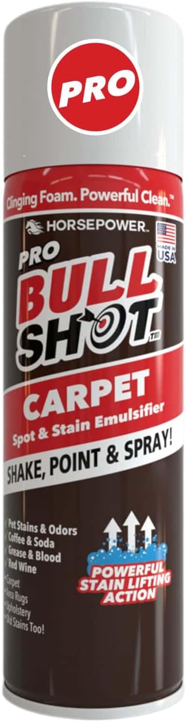 Bull Shot Pro Carpet, Professional Strength Carpet Spot & Stain Remover | Stain-lifting foam action, removes coffee, soda, wine, grease, new & old stains, just point & spray
