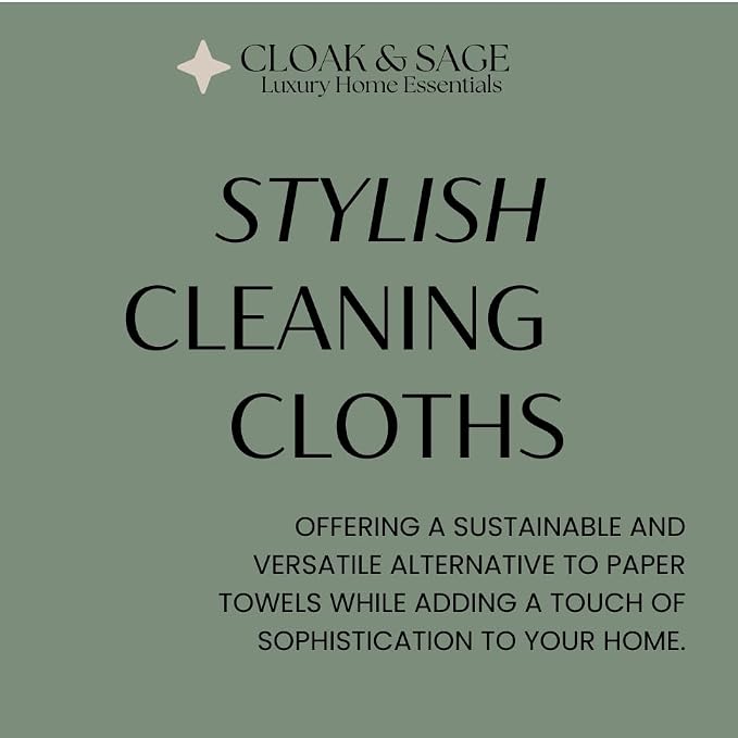 Microfiber Cleaning Cloths 13x13 – Lint-Free, Streak-Free Reusable Towels for Kitchen, Glass, Bathroom & Car | Cloak & Sage