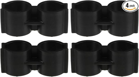 VOSAREA 4pcs Clip for Broom and Dustpan, Black Plastic Broom and Dustpan Connector Clip, Double Pipe Clamp Fastener for Space Saving Storage Organizer