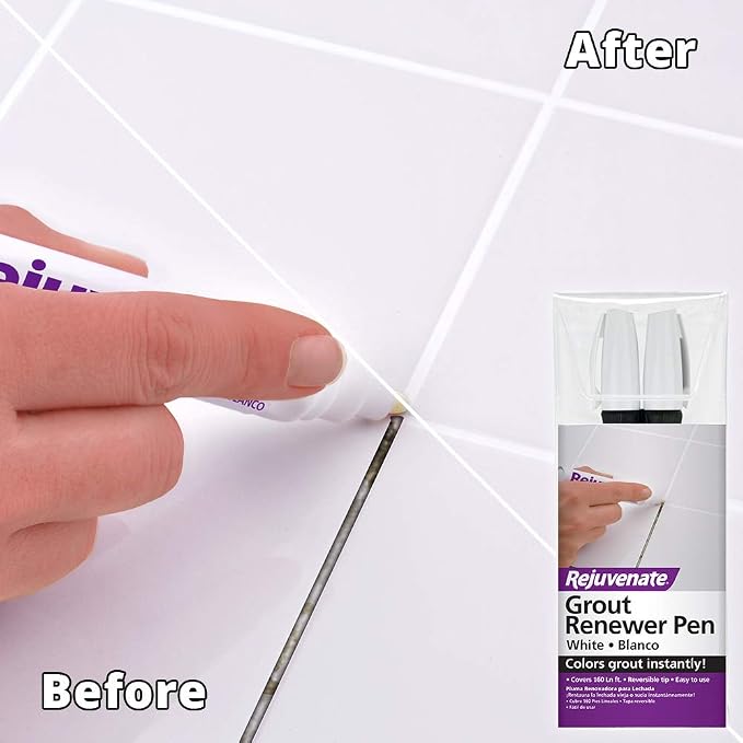 Rejuvenate Grout Deep Cleaner - Cleaning Formula Instantly Removes Years of Dirt Build-Up to Restore Grout to The Original Color (32oz) & White Grout Restorer Marker Pens
