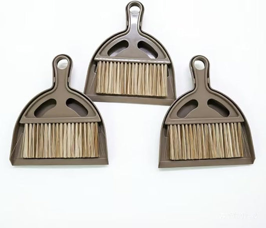Lamoutor 3 Pack Mini Hand Broom and Dustpan Set Medium Dust Pans with Brush Set Cleaning Tool for Desk, Car and Animal Waste Mixed Color