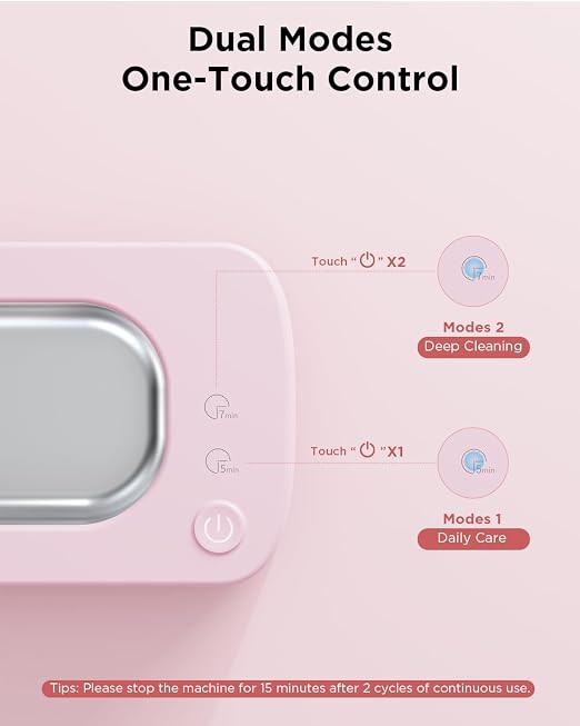 Ultrasonic Jewelry Cleaner Machine: 48KHz Ultra Sonic Cleaner for Jewelry,Eyeglass,Rings,Watch Band,Dentures,with Dual Cleaning Modes,350ML 304 Stainless Steel Tank,Gift for Wife,Mom,Daughter