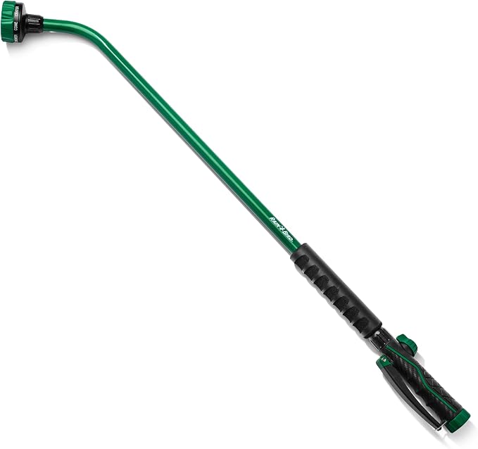 Rain Bird TRNZL8PWAND36 Watering Wand Garden Hose Nozzle, 36 Inch - Front Trigger with 8 Spray Patterns Flow Control Knob, Trigger Lock, Non-Slip Ergonomic Grip, 3/4 Inch GHT - Green and Black
