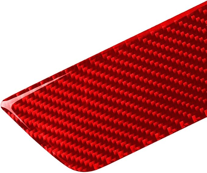 Red Real Carbon Fiber Trim for Tesla Accessories | for Model 3 2017-2022 / Model Y 2020-2024 Rear Door Sill Panel Sticker Interior Thick Overlay Decal