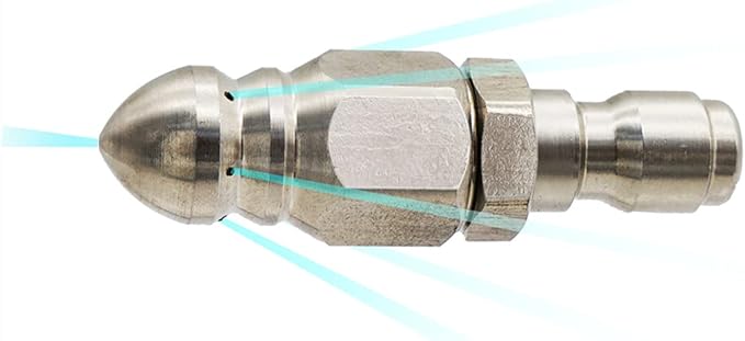 MIZORLIE Pressure Washer Sewer Jetter Nozzle Stainless Steel,1/4''Connector | Mini Compact Durable Jet Nozzle,Pressure Drain Hose Nozzle,1/4'' Quickly Connector, 5000 PSI (1 set)