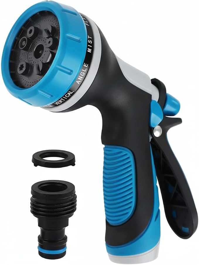 Garden Hose Nozzle with Adjustable 10 Watering Patterns Hose Spray Nozzle | Slip Resistant High Pressure Leak-Proof ,Water Hose Nozzle Sprayer for Plants & Lawns Watering,Car Washing and Pet Showering