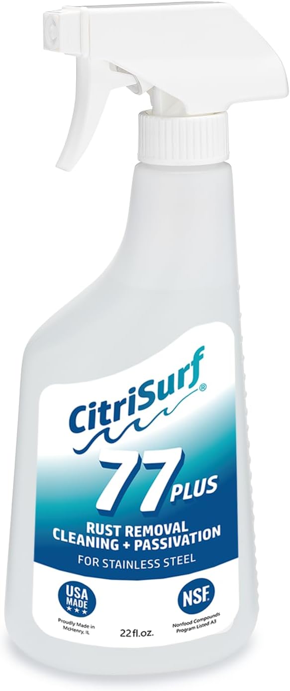 CitriSurf 77 Plus Stainless Steel Cleaner & Rust Remover (22oz Spray) | Made in the USA by Stellar Solutions
