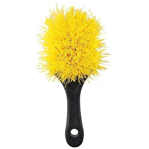 8" Utility Scrub Brush, Plastic Handle, Nylon Bristles, Heavy Duty Cleaning Brush for Outdoor, Wheels and Tire