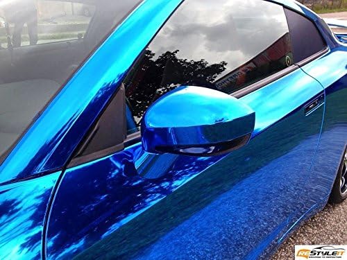 DIYAH Gloss Chrome Mirror Vinyl Car Wrap Sticker with Air Release Bubble Free Anti-Wrinkle 12" X 60" (1 FT X 5FT) (Blue)