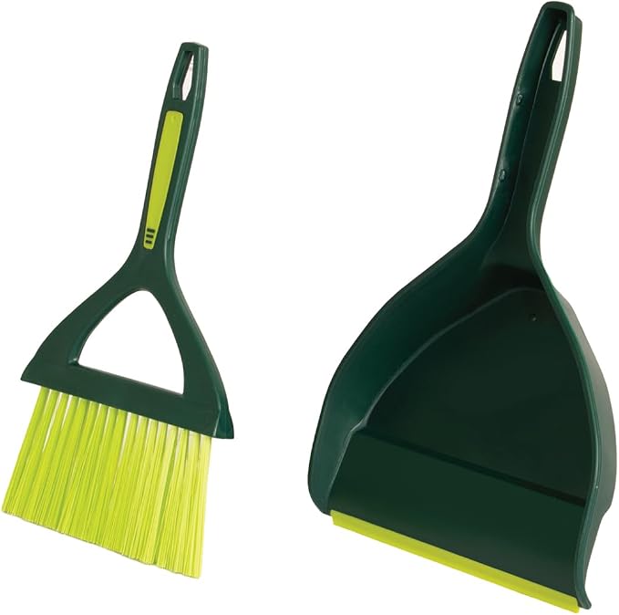 Pine-Sol Mini Dustpan and Brush Set | Nesting Snap-On Design | Portable, Compact Dust Pan and Hand Broom for Cleaning, Green