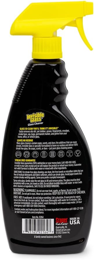 Invisible Glass 92164-4PK Premium Glass Cleaner Spray for Car Windshields and Windows, Automotive and Home Window Cleaner, Streak-Free, Ammonia-Free, Tint-Safe – 22 fl oz (Pack of 4)