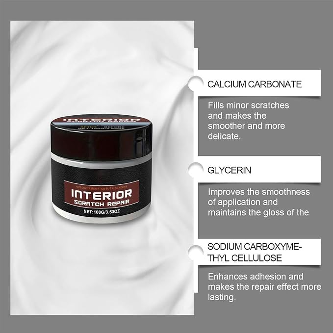 Car Scratch Repair Kit 2026 Upgraded, Interior Scratch Remover for Car Dashboard Plastic Leather, Restorer Cream with Long-Lasting Protection & Gloss Enhancement - 4.23 oz