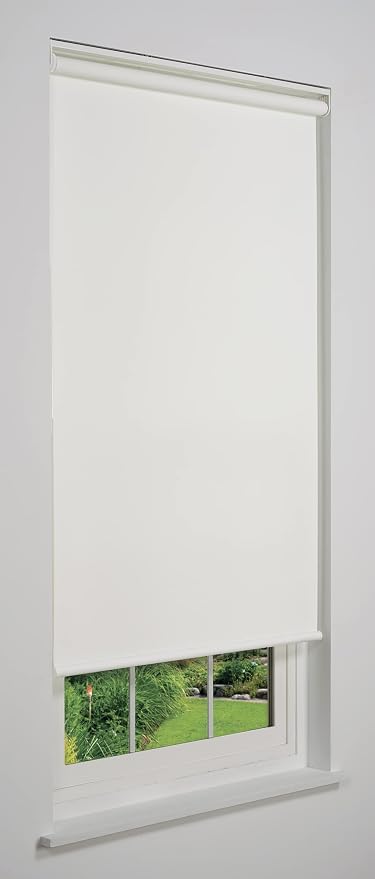 Customizable Cordless Light Filtering Sierra Collection Roller Shade, White 48" to 53" W X 60" H (Arrives 1/4" Narrower)