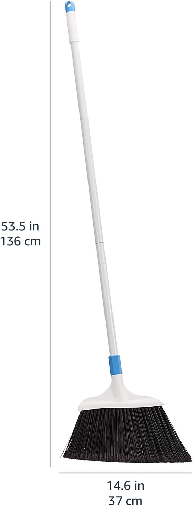 Amazon Basics Heavy-Duty Floor Cleaning Broom with Stiff Bristles, Sturdy 3-Piece Handle, Easy to Assemble, Indoor Outdoor Use for Driveways and Sidewalks, Blue and White