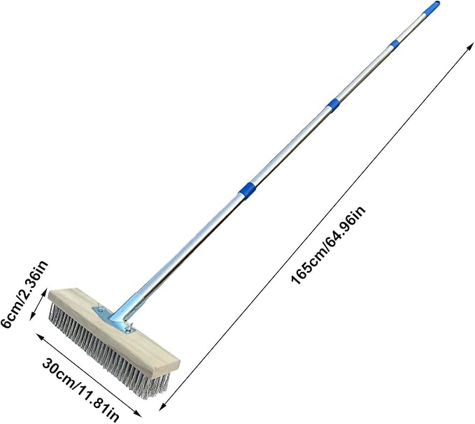 Concrete Brush Heavy Duty Scrubbing Tool, Weeds Moss Algae Stain Remover | Deck Scrub Brush Long Handle Outside Moss Remover Outdoor Scrubbing Tool Garage Cleaner for Patio Deck Garden Shower Wall