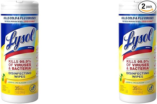 Lysol Disinfectant Wipes, For Disinfecting, Deodorizing, and Cleaning, Lemon & Lime Blossom, 35ct (Pack of 2)
