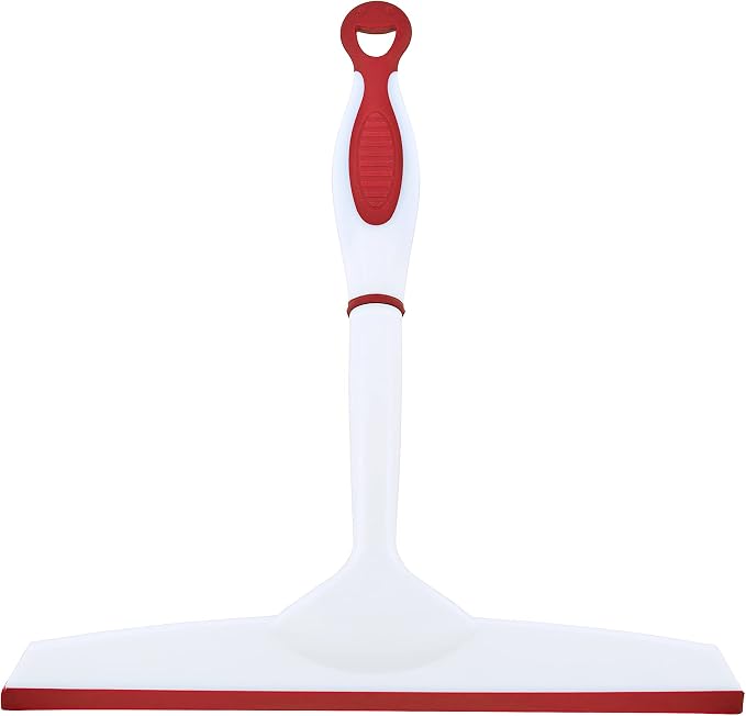 Superio Rubber Squeegee, 3 Pack, Streak Free All Purpose Window Squeegee, Comfort Grip Handle and Hanging Hook (Blue- Red, Grey 10 Inch- 3 Pack)